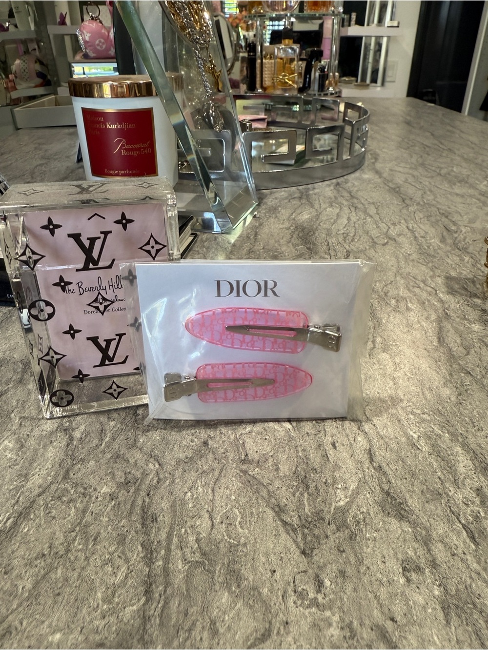 Dior Pink Logo Snap Hair Clips - Set of 2